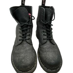 Dr. Martens Womens Pascal Black Gunmetal Speckles Lace Up Casual Combat Boots 8